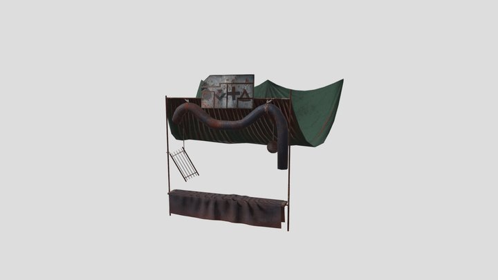 Scifi and post apo lowpoly Shop 3D Model