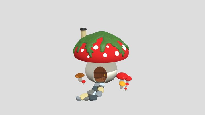 Magical mushroom house with stone path