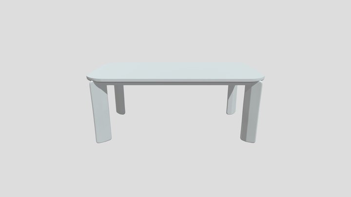 Rectangular red table with rounded edges 3D Model