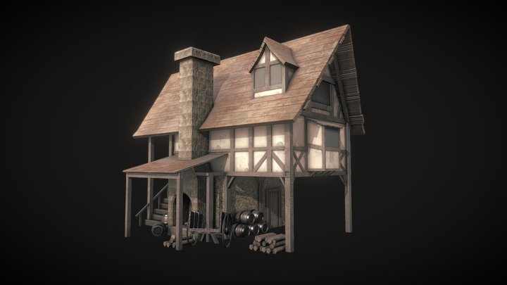Medieval Fantasy House 3D Model