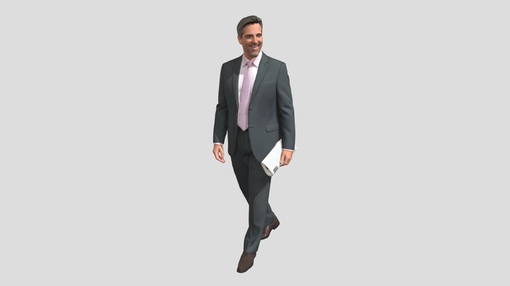 Confident Businessman Walking with Newspaper – Modelo 3D gratuito STL