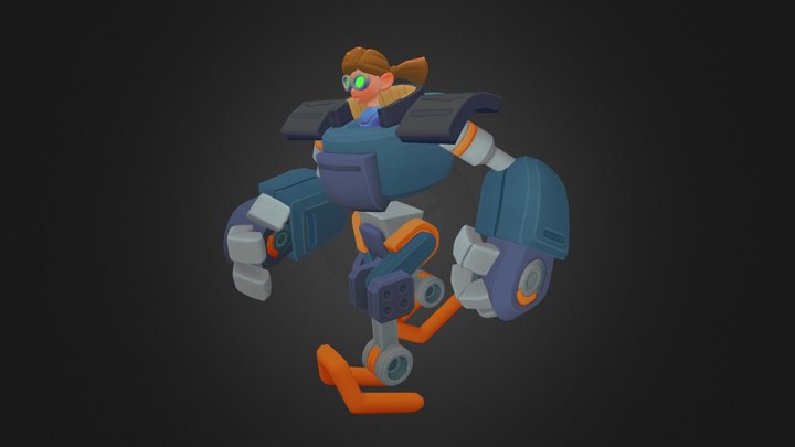 Little Girl and Mech 3D Model