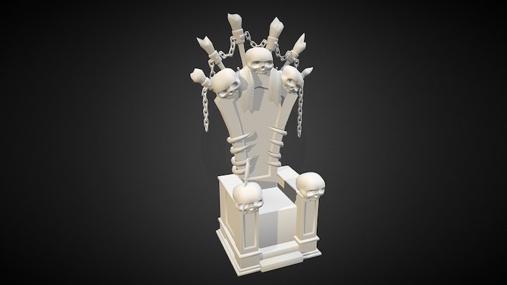 Low Poly Skull Throne 3D Model