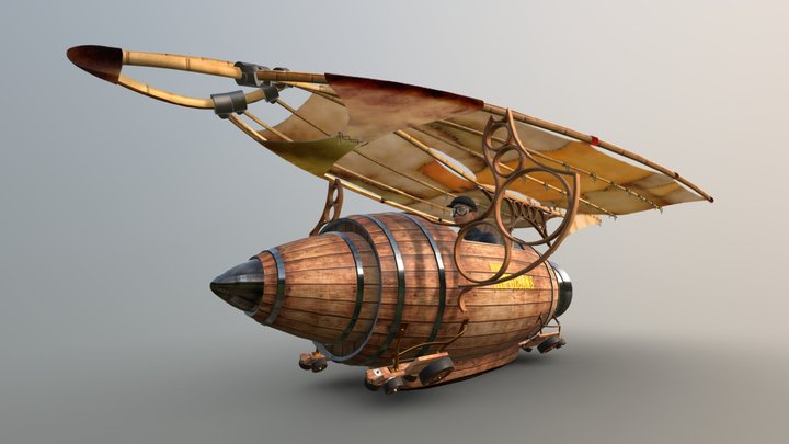 Steampunk rocket plane 3D Model