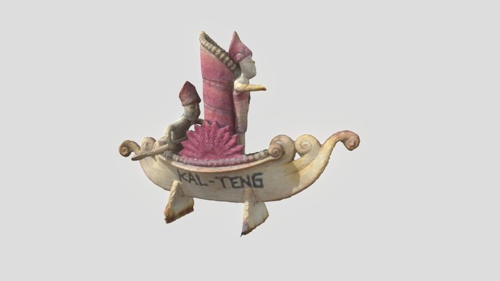 Central Kalimantan Wooden Boat Decor 3D Model