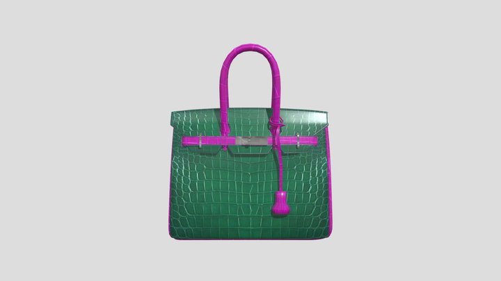 Hermes With Blue And Pink Crocodile Leather 3D Model