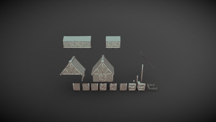 Environment 3D Modular Asset for Video Games 3D Model