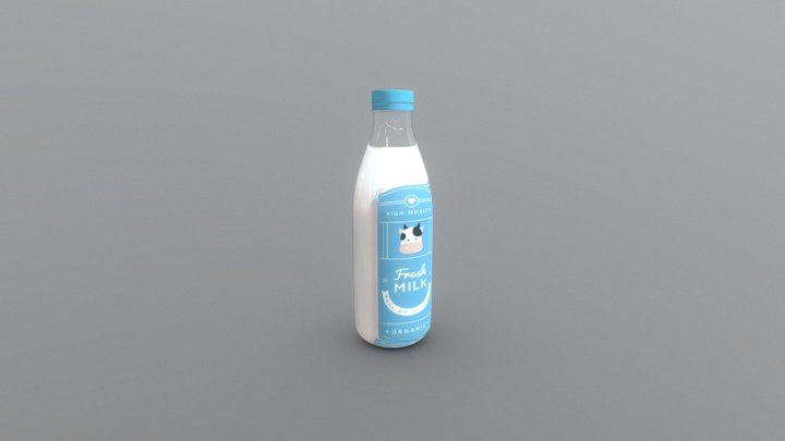 Organic Fresh Milk Bottle 1L 3D Model