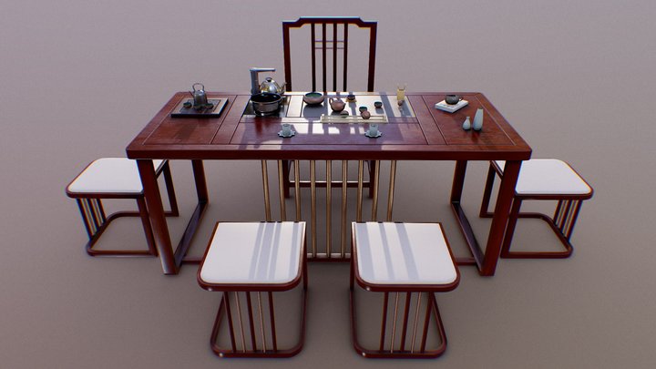 Chinese style tea table 3D Model