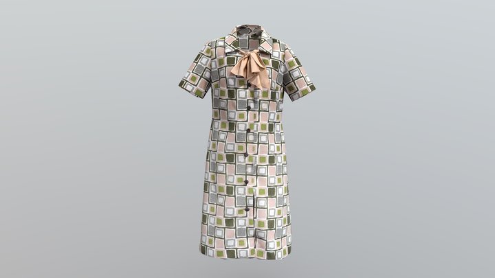 Cresta Couture crimpolene dress 3D Model
