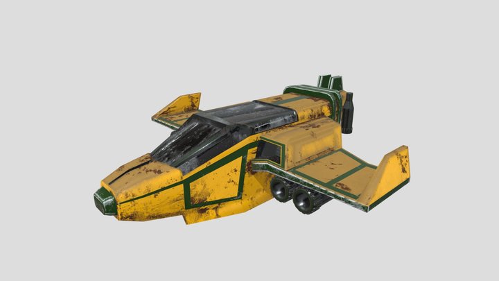 Yellow Spaceship 3D Model