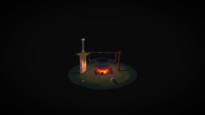 Handpainted Campfire 3D Model