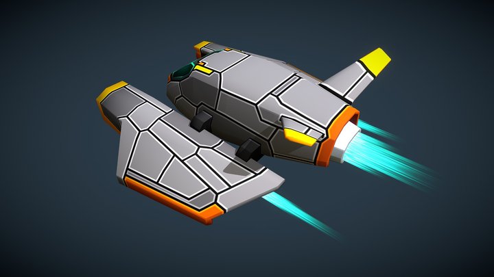 Sci-Fi Space Gun Fighter Ship (Basic) 3D Model