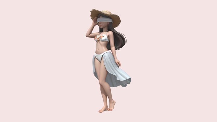 Black Swimsuit Stylized Female Character Base