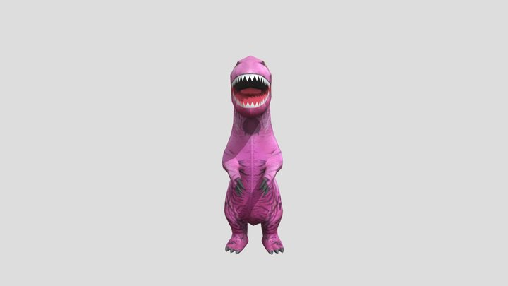 Pink Dino Costume Low Poly 3D Model