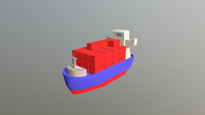 Low Poly Cargo Ship Free 3D Model