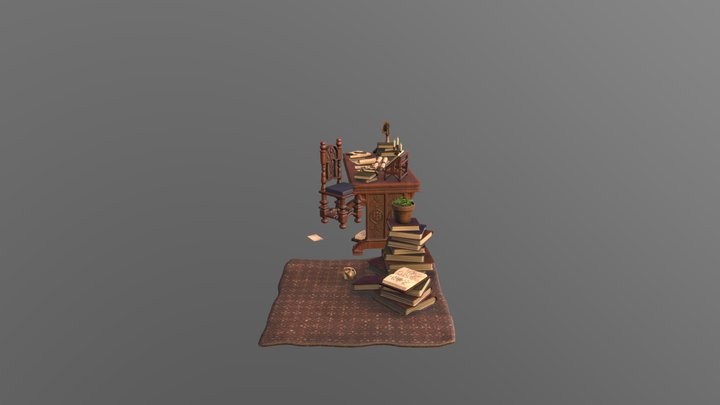 Messy Desk (Textured) 3D Model
