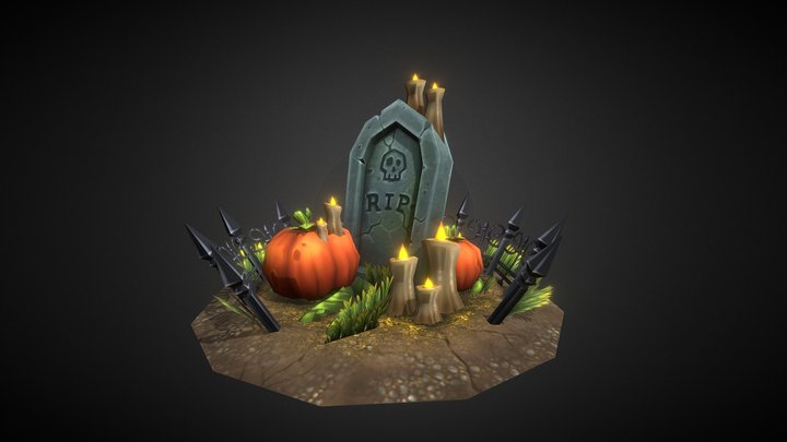 Stylized halloween tombstone asset 3D Model