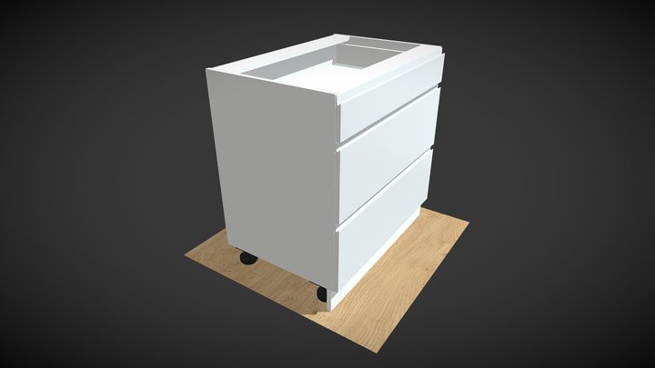 800 Lower Cab 3 Drawers 3D Model