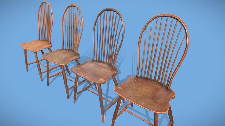 1800s Windsor Bow-Back Chairs 3D Model