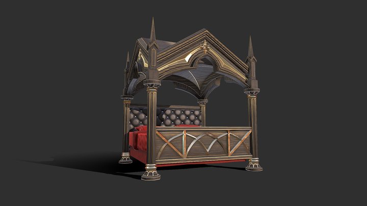 Client Project - Gothic Furniture - Bed - WIP 3D Model