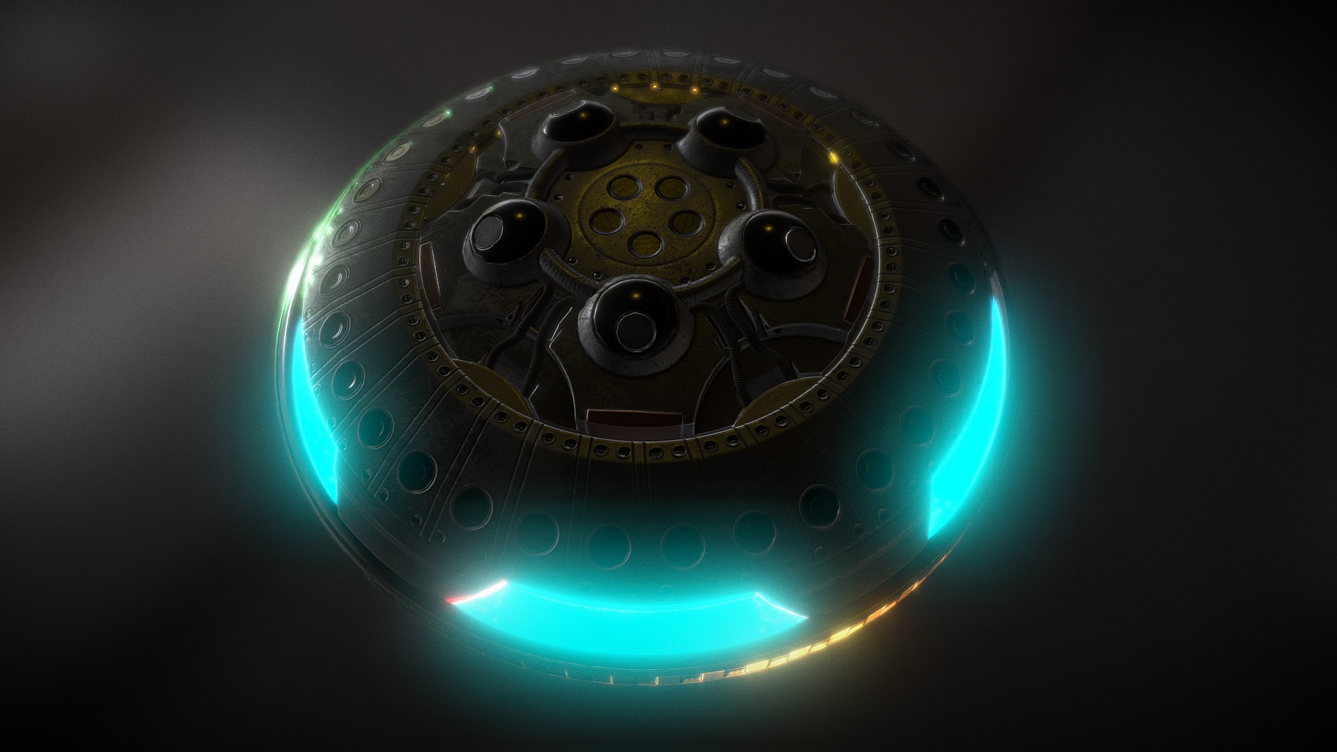 3D model UFO Type 5 - This is a 3D model of the UFO Type 5. The 3D model is about a circular object with a blue light.