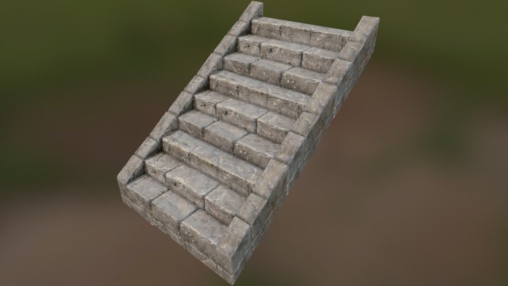 Gray stairs (Modular, snappable) 3D Model