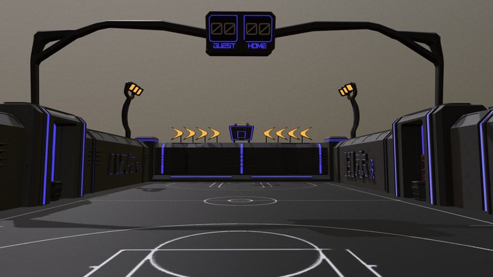 Basketball Court Cyberpunk Style 3D Model