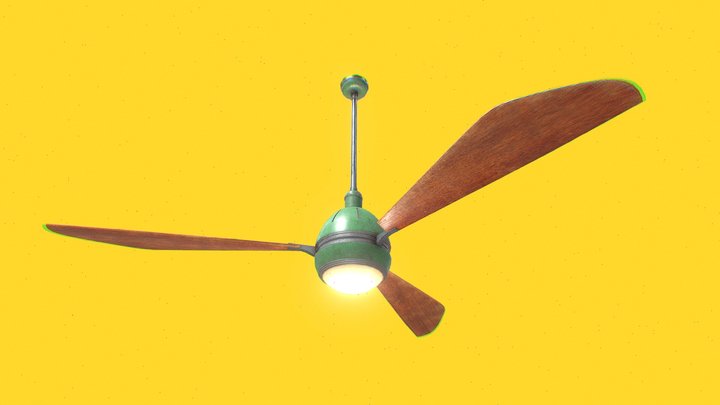 Mid-century Ceiling Fan (game asset) 3D Model