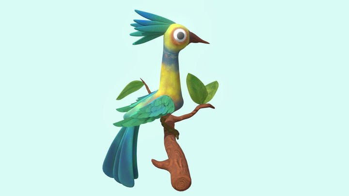 Bird hand painted 3D Model