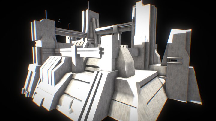 Brutalist Mega Structure low-poly (animated) – Modèle 3D gratuit STL
