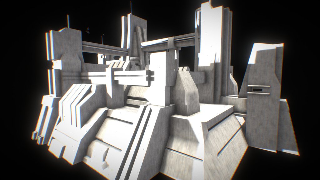 Brutalist Mega Structure low-poly (animated)