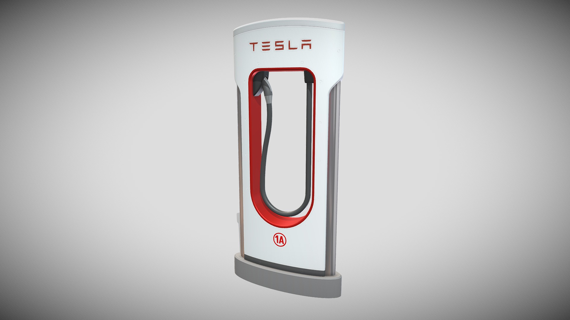 3D model Tesla Supercharger Station - This is a 3D model of the Tesla Supercharger Station. The 3D model is about a white and red can.