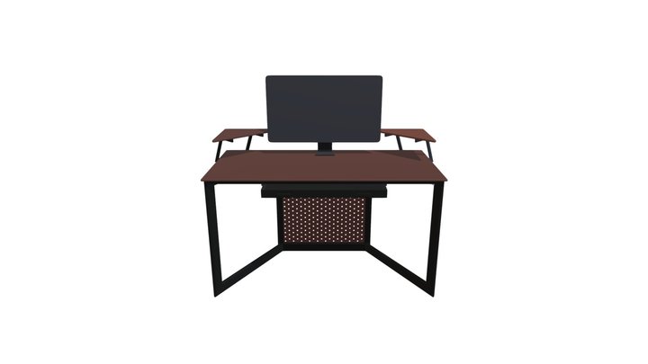 Modern Computer Desk with Glass Top 3D Model