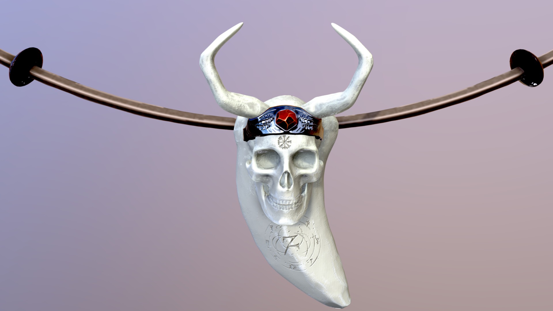 3D model Youth Pendant Viking Skull - This is a 3D model of the Youth Pendant Viking Skull. The 3D model is about a statue of an animal.