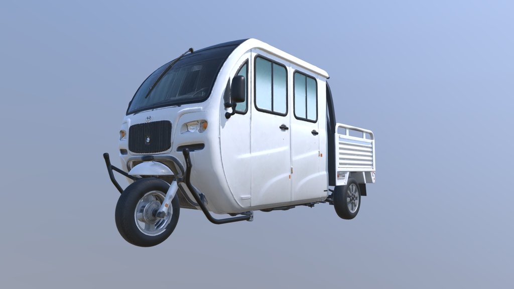 White Cargo Van ( tricycle ) with Flatbed