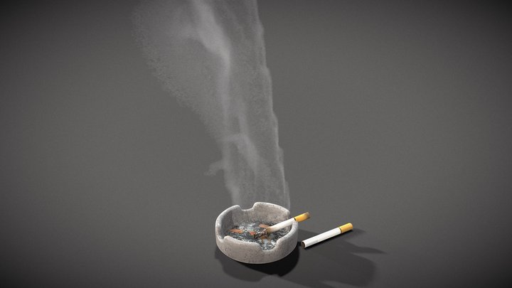 Ashtray and cigarette 3D Model