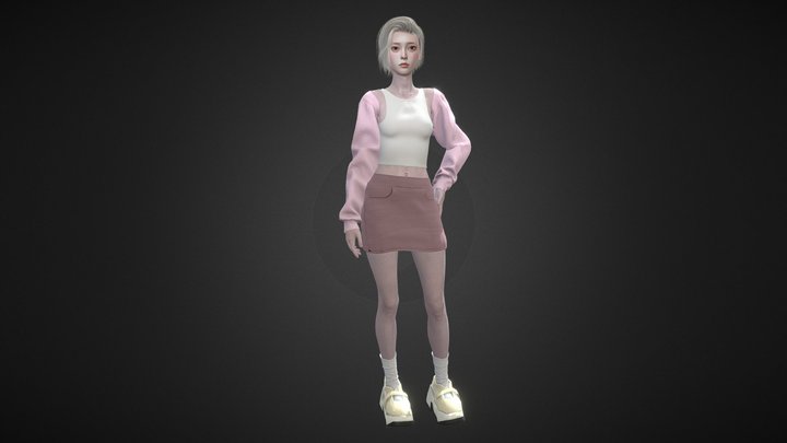 Women in Skirt 3D Model