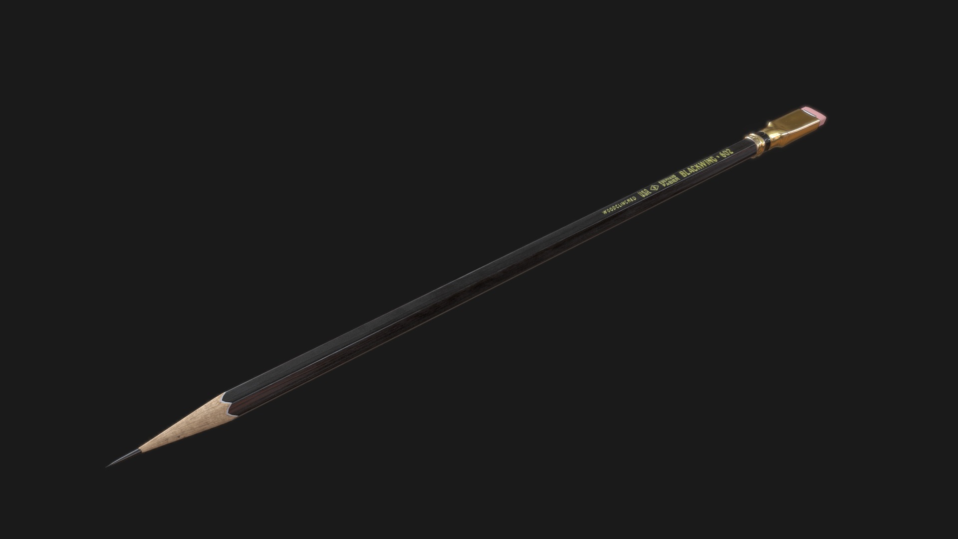 3D model Eberhart Faber Blackwing 602 pencil - This is a 3D model of the Eberhart Faber Blackwing 602 pencil. The 3D model is about a sword with a long handle.