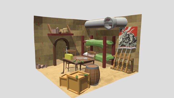 North-Vietnamese bunker Cubicle design 3D Model