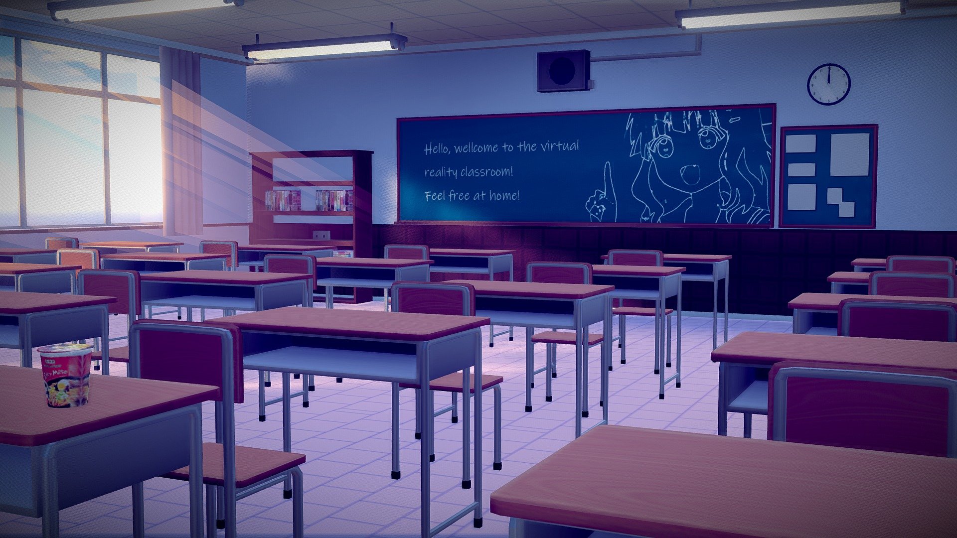 Anime Classroom - Buy Royalty Free 3D model by BigMiniGeek (@BigMiniGeek)  [1375eb3]