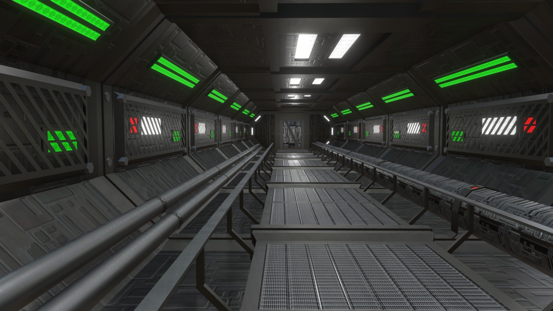 Sci-fi Spaceship Corridor - Buy Royalty Free 3D model by jimbogies ...