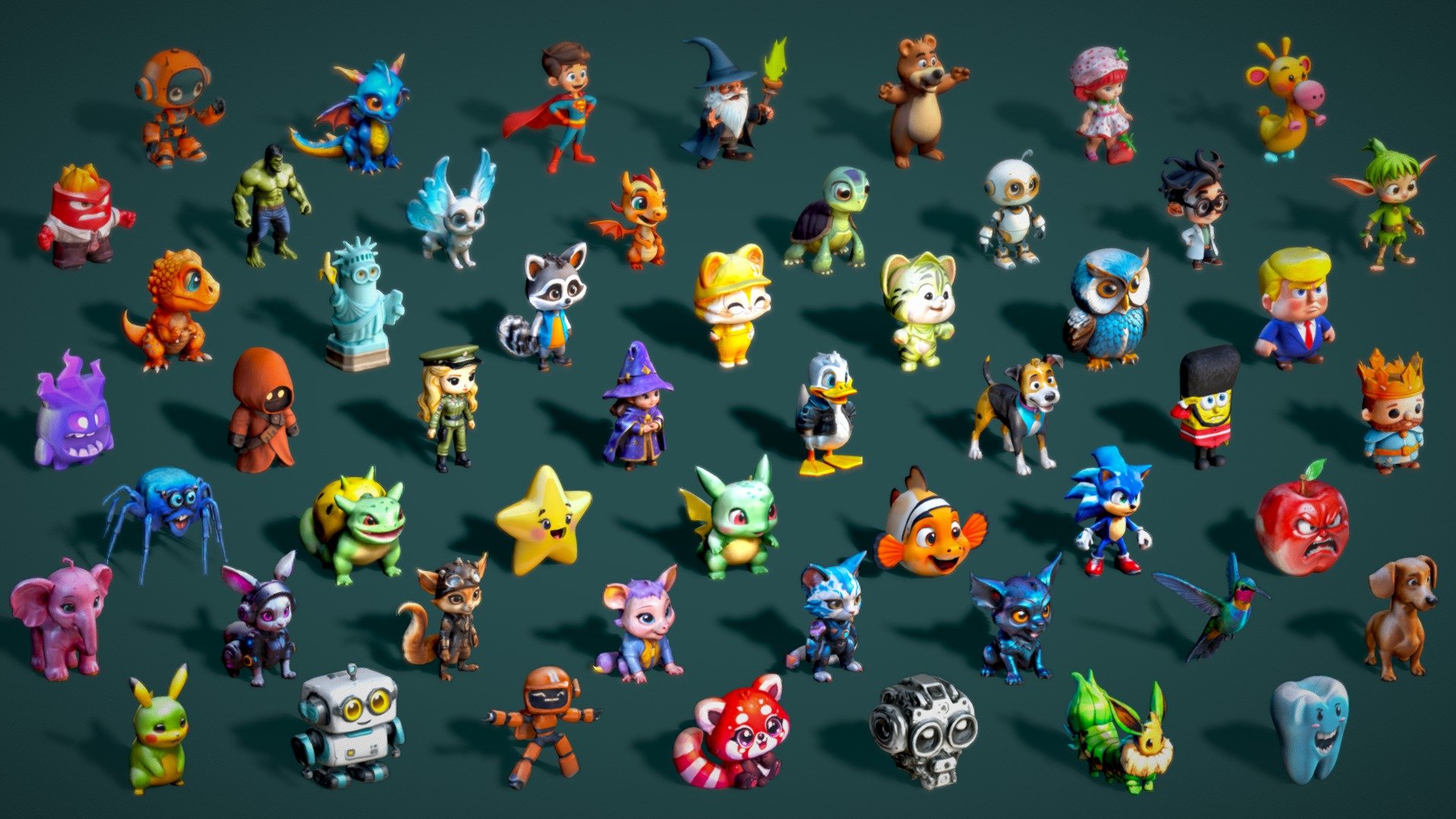 52 Cute Cartoon Big Pack - All In One - Mid Poly - 3D model by Ethereal ...