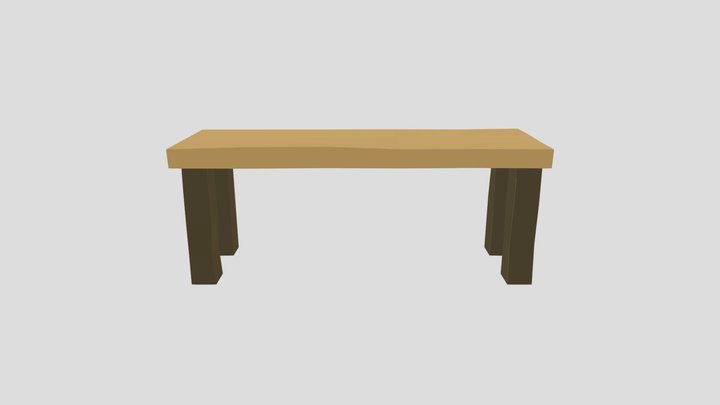 Lowpoly medieval small bench 3D Model
