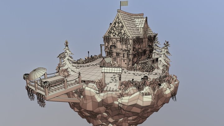 Over the Crowds - Farmhouse Island 3D Model