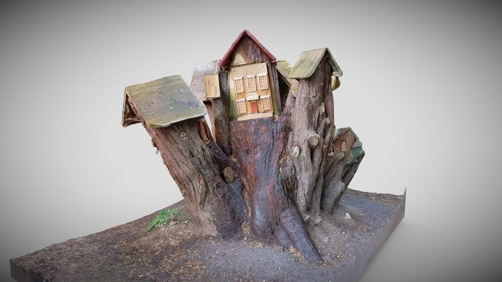 Fairy house on tree stump 3D Model