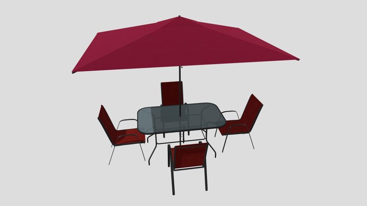 Lounge set - red 3D Model