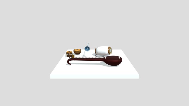 Classical Indian Musical Instruments Collection 3D Model