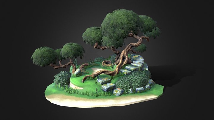 Hill with trees 3D Model