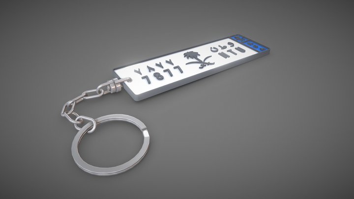 Personalized Number Plate Keychain 3D Model